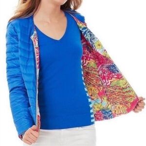 Lilly Pulitzer Lilah Reversible PufferJacket in Fishing for Compliments Size Med